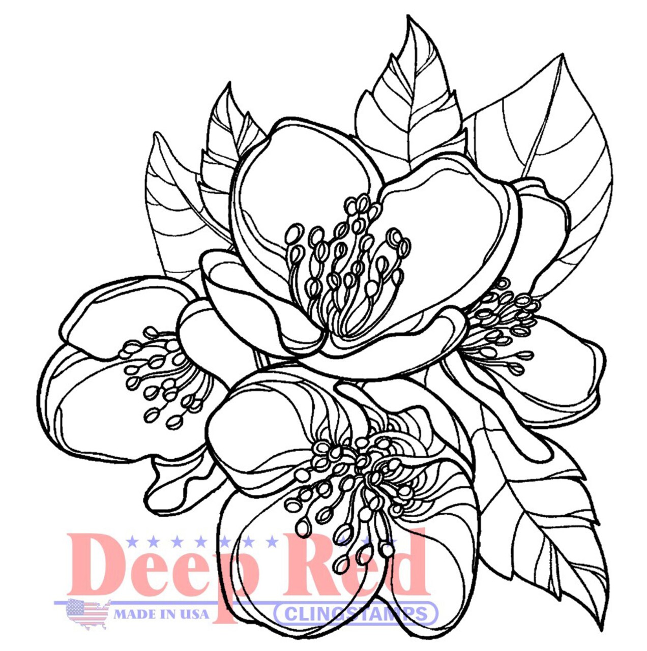 Deep Red Stamps Magnolia Blossom Rubber Cling Stamp 3 x 3.2 inches